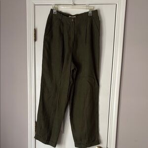 Liz Claiborne linen Dark Green Chinos